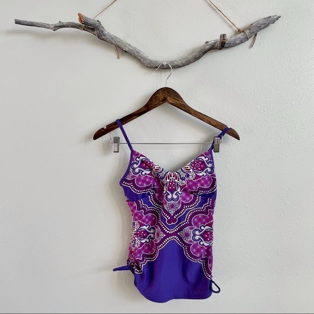 3/$20 Prana Moorea Tankini Top in Dusted Peri Jasmine - Picture 5 of 11